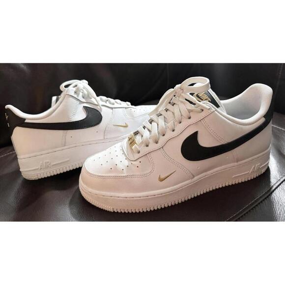 Nike Shoes - Nike Women’s Air Force 1 Low '07 Essential White Black Gold Mini Swoosh